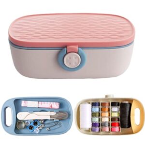 missraza sewing kit, portable sewing kit for adults, plastic sewing box needle and thread kit sewing accesories and supplies