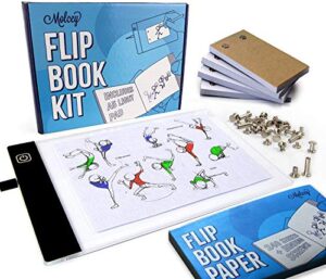 flip book kit – led lightbox for drawing and tracing & 240 sheets animation paper for flip books a5 flipbook kit: led light box/light tablet for tracing flip book paper with screws flipbook light pad