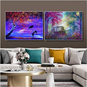 Adult 6-Piece DIY 5D Diamond Painting kit, Complete Diamond Painting, Diamond Painting Art, Wall Decoration, Sunset Beach Tree Landscape Painting (12x16inches)