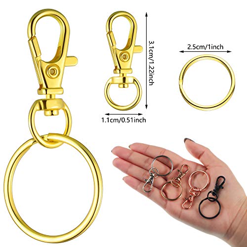 100 Pieces Swivel Clasps Set 50 Piece Lanyard Snap Hooks with 50 Piece Key Chain Rings, Lobster Clasp Keychain Hooks Key Chain Clip Hooks Lobster Claw Clasps for Keychain Jewelry DIY (Multicolored)