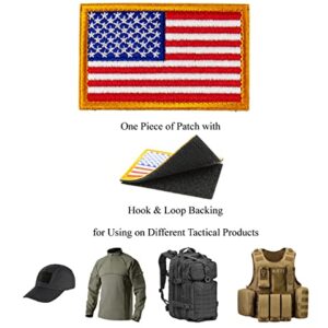 Tactical Patches of USA US American Flag, with Hook and Loop for Backpacks Caps Hats Jackets Pants, Military Army Uniform Emblems, Size 3x2 Inches