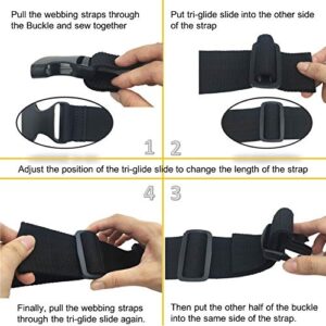 EesTeck 2 Set 1.5 Inch Flat Dual Adjustable Plastic Quick Side Release Plastic Buckles and Tri-glide Slides for Luggage Straps Pet Collar Backpack Repairing (Black, Fit For 1.5”/38mm Webbing Straps)