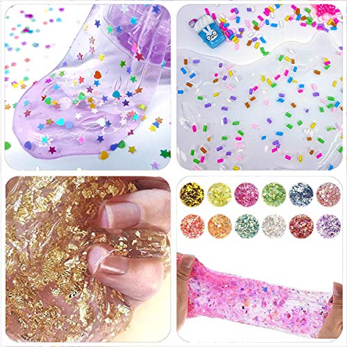 129 Pack Slime Making Kits Supplies,Gold Leaf,Foam Balls,Glitter Shake Jars,Fishbowl Beads,Fruit Slices,Fake Sprinkles,Glitter Sequins Accessories, Sugar Papers (Slime Kits)