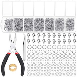 paxcoo 1500pcs silver jump rings with lobster clasps and jewelry pliers for jewelry making supplies findings and necklace repair