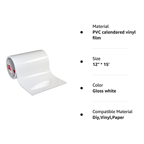 ORACAL 651 White Permanent Vinyl - 12" x 15 Feet Roll Glossy