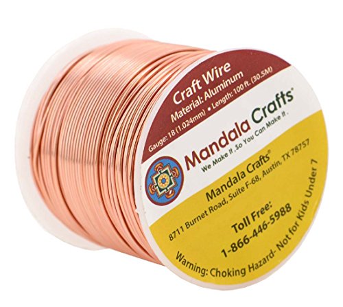 Mandala Crafts 12 14 16 18 20 22 Gauge Anodized Jewelry Making Beading Floral Colored Aluminum Craft Wire (18 Gauge, Copper)