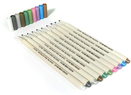 PuTwo Set of 10 Marker pens Coloured Pencils DIY for Photo Scrapbook Album use, Multicolor, 10 Count