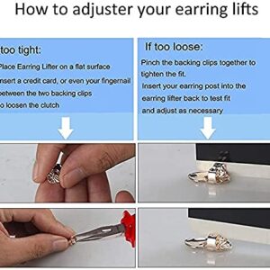 3 Pairs Earring Lifters,8MM Hypoallergenic Earring Backs for Droopy Ears,Adjustable Crown Earring Backs for Heavy Earring (8MM 2silver +1gold)