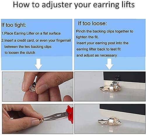 3 Pairs Earring Lifters,8MM Hypoallergenic Earring Backs for Droopy Ears,Adjustable Crown Earring Backs for Heavy Earring (8MM 2silver +1gold)