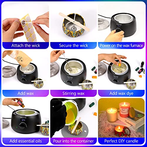SAEUYVB Candle Making Kit - Candle Making Kit for Adult - Candle Making Kit with Hot Plate - Full Set Candle Making Supplies - DIY Starter Soy Candle Making Kit - Perfect as Home Decorations