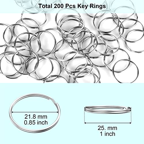 200PCS Key Rings, Split Bulk Keyrings for Keychain and Crafts (25mm)