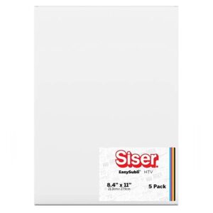 siser easysubli sublimation heat transfer vinyl 8.4″ x 11″ – 5 pack