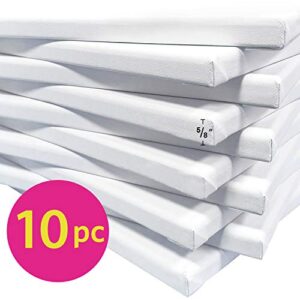 PHOENIX Stretched Canvas for Painting 8x10 Inch/10 Value Pack, 8 Oz Triple Primed 5/8 Inch Profile 100% Cotton White Blank Canvas, Artist Framed Canvas for Oil Acrylic & Pouring Art