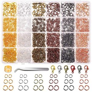 jump rings for jewelry making, cridoz 2340pcs open jump rings and lobster clasps jewelry making supplies kit for necklace and jewelry repair