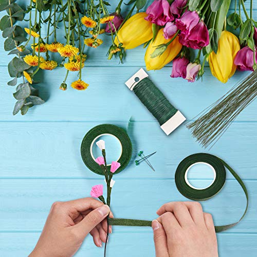 Livder 3 Pack 114 Yards 22 Gauge Green Flexible Paddle Wire for Crafts, Christmas Wreaths Tree, Garland and Floral Flower Arrangements