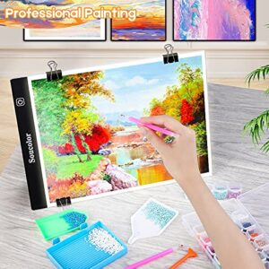 Diamond Painting Accessories and Tools Kits, with A4 LED Light Pad for Diamond Painting, Soucolor Light Board Box Kit Paint Diamonds Set, 5D Diamond Art Dots Supplies Painting for Beginners Adult (A4)