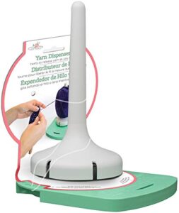 yarn dispenser by yarn valet – non-slip base with built-in holder for markers, pattern and 4” gauge ruler