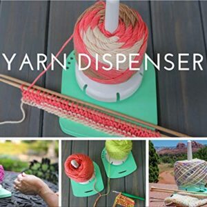 Yarn Dispenser by Yarn Valet – Non-Slip Base with Built-in Holder for Markers, Pattern and 4” Gauge Ruler