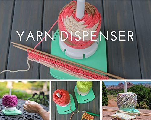 Yarn Dispenser by Yarn Valet – Non-Slip Base with Built-in Holder for Markers, Pattern and 4” Gauge Ruler