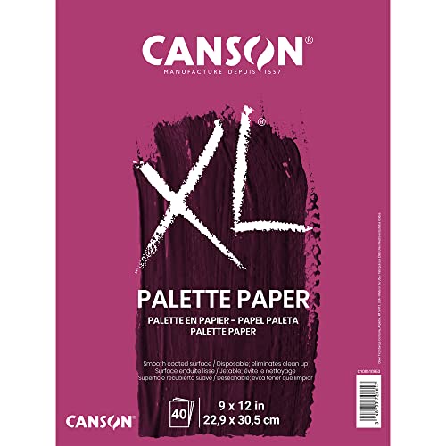 Canson Foundation Disposable Palette Pad, Coated Paper, Fold Over, 9 x 12 Inch, 40 Sheets, 9" x 12", Pink