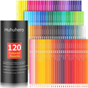 120-colored pencils for adult coloring books, soft core assorted color pencils for drawing sketching shading, pro art kit craft supplies coloring pencils set for artists, gifts for kids teens