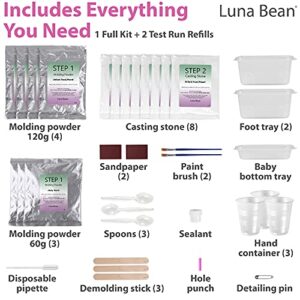 Luna Bean Deluxe Baby Keepsake Hand Casting Kit - Plaster Hand Mold Casting Kit for Infant Hand & Foot Mold - Baby Casting Kit for First Birthday, Christmas & Newborn Gifts - (Clear Sealant - Matte)