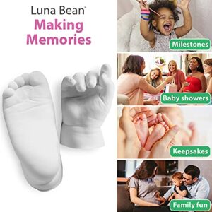 Luna Bean Deluxe Baby Keepsake Hand Casting Kit - Plaster Hand Mold Casting Kit for Infant Hand & Foot Mold - Baby Casting Kit for First Birthday, Christmas & Newborn Gifts - (Clear Sealant - Matte)