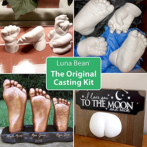 Luna Bean Deluxe Baby Keepsake Hand Casting Kit - Plaster Hand Mold Casting Kit for Infant Hand & Foot Mold - Baby Casting Kit for First Birthday, Christmas & Newborn Gifts - (Clear Sealant - Matte)