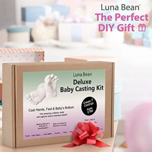 Luna Bean Deluxe Baby Keepsake Hand Casting Kit - Plaster Hand Mold Casting Kit for Infant Hand & Foot Mold - Baby Casting Kit for First Birthday, Christmas & Newborn Gifts - (Clear Sealant - Matte)