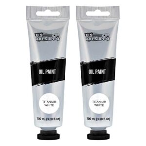 u.s. art supply artists oil color paint, titanium white, 2 extra-large 100ml tubes – professional grade, excellent tinting strength, mixable – portrait painting, canvas, wood media – student, beginner