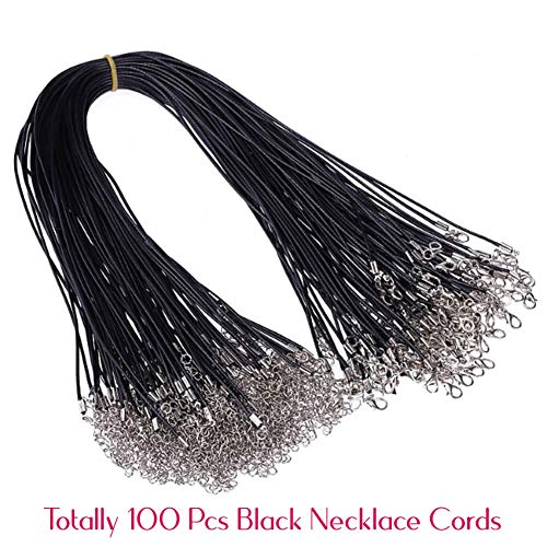 Selizo 100Pcs Necklace Cord for Jewelry Making, Black Waxed Necklace Cord String for Jewelry Necklace Bracelet Making Supplies