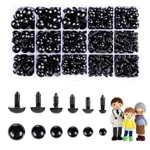 700 pcs safety eyes for amigurumi with washers 6-14mm plastic crochet safety eyes black safety eyes for crochet stuffed animals diy halloween decorations