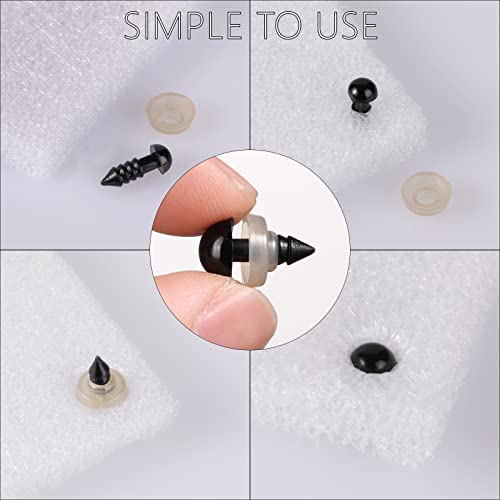 700 Pcs Safety Eyes for Amigurumi with Washers 6-14mm Plastic Crochet Safety Eyes Black Safety Eyes for Crochet Stuffed Animals DIY Halloween Decorations