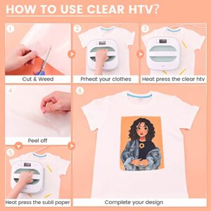 HTVRONT Clear HTV Vinyl for Sublimation - 12" X 15FT Matte Sublimation Vinyl for Light-Colored Shirts - Washable Sublimation HTV for Cotton Fabric T-Shirt, Pillow, Bag