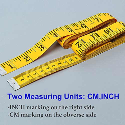 SumVibe 120 Inches/300cm Soft Tape Measure, Pocket Measuring Tape for Sewing Tailor Cloth Body Measurement, Yellow 2-Pack