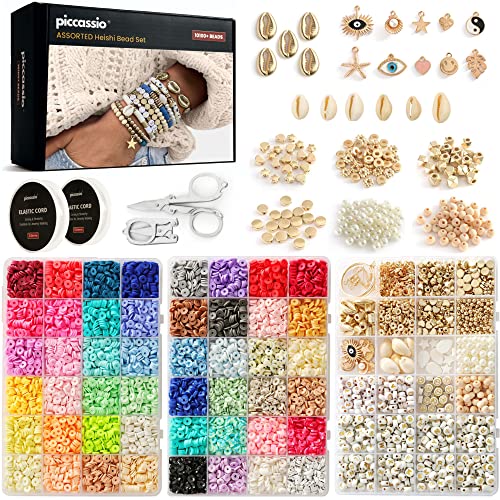 10500+ pcs Clay Beads for Bracelets Making Kit - Heishi Beads Kit for Jewelry Making - Polymer Clay Beads Bracelet Making Kit for Girls and Adults - Clay Bead Kit - Preppy Bracelet Maker Kit