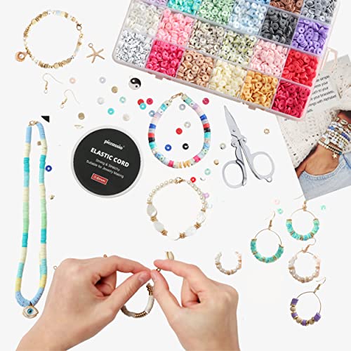 10500+ pcs Clay Beads for Bracelets Making Kit - Heishi Beads Kit for Jewelry Making - Polymer Clay Beads Bracelet Making Kit for Girls and Adults - Clay Bead Kit - Preppy Bracelet Maker Kit