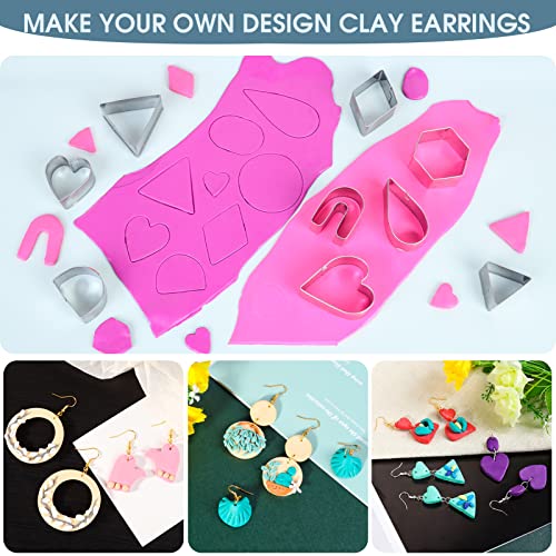 Snoghmil Polymer Clay Earrings Making Kit with 32pcs Polymer Clay Cutters, 24pcs Oven Bake Clay, 30 Set Earring Rings&Hooks for Earrings Making, Clay Earring Jewelry Making Kit for Beginner