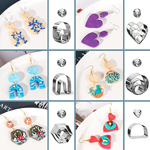 Snoghmil Polymer Clay Earrings Making Kit with 32pcs Polymer Clay Cutters, 24pcs Oven Bake Clay, 30 Set Earring Rings&Hooks for Earrings Making, Clay Earring Jewelry Making Kit for Beginner