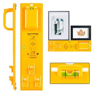 picture hanging tool with level easy frame picture hanger wall hanging kit (yellow hanging tool)