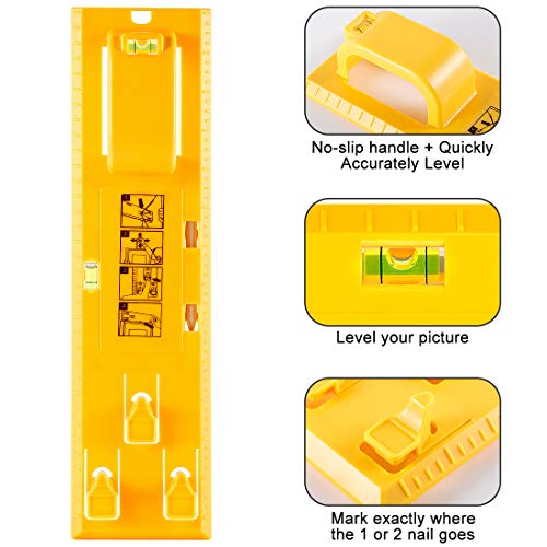 Picture Hanging Tool with Level Easy Frame Picture Hanger Wall Hanging Kit (Yellow Hanging Tool)