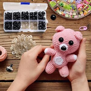 270PCS Safety Eyes and Noses, Black Plastic Eyes and Teddy Bear Nose with Washers for Doll Making for Crafts