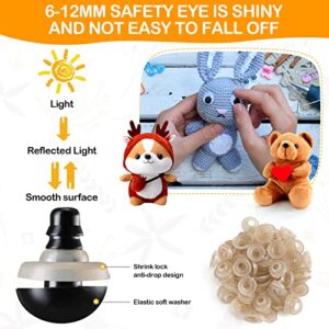 270PCS Safety Eyes and Noses, Black Plastic Eyes and Teddy Bear Nose with Washers for Doll Making for Crafts