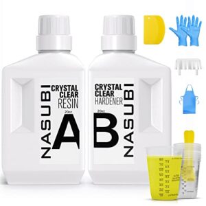 40oz Crystal Clear Epoxy Resin Kit - Non Yellowing Resin Kit for Crafts, Coating, DIY, Casting, Jewelry Making, Tumblers - 20oz Resin & 20oz Hardener with 10 pcs 8 oz Measuring Cups, Sticks and More