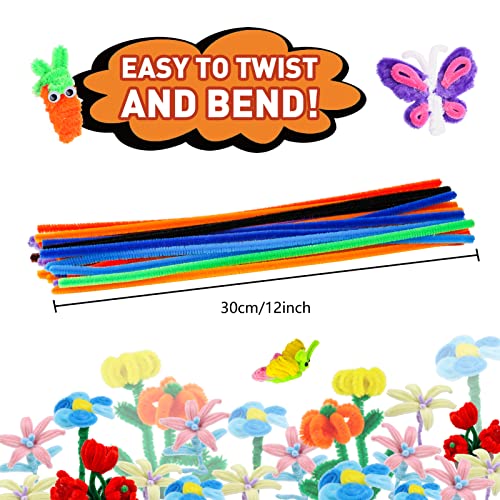 Aoibrloy 200 Pieces Pipe Cleaners Craft Supplies, Multi-Color Chenille Stems Craft Pipe Cleaners Bulk for DIY Art and Craft Projects, 12inch x 6mm