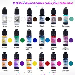 Alcohol Ink Set Epoxy Resin Dye- LET'S RESIN Vibrant Colors Alcohol Ink for Epoxy Resin, Concentrated Alcohol Based Resin Ink for Tumblers,Epoxy Resin Molds,Alcohol Inks Art (Each 0.35oz x 18 Bottle)