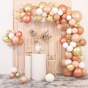 129 pcs blush balloons garland arch kit 12″ 10″ 5″ peach rose gold pastel orange confetti latex metallic balloons with 4pcs tools for wedding birthday party baby shower decorations