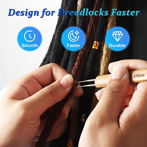 6PCS Dreadlock Crochet Needle for Dreadlocks, Durable 0.75mm Dreadlock Crochet Hooks for Hair with Interlocking Tool, Excellent for Maintaining Real Dread Loc