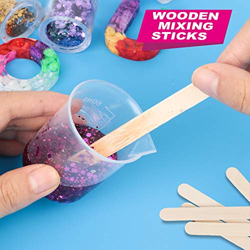 36 PCS Resin Mixing Cups, LEOBRO 12PCS 100ML Plastic Measuring Cups for Resin, 24PCS 50ML Paint Epoxy Resin Mixing Cups, with Craft Sticks, Beaker, Liquid Measuring Cups, Graduation Epoxy Resin Cups