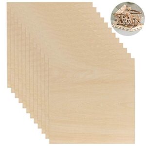 12 pack basswood sheets 1/8 x 11.8 x 11.8 inch plywood board, thin natural unfinished wood for crafts, hobby, model making, wood burning and laser projects